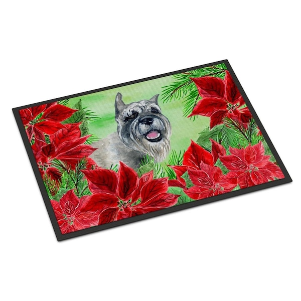 Carolines Treasures Schnauzer Poinsettas Indoor or Outdoor Mat, 24 x 36 in. CK1310JMAT - main